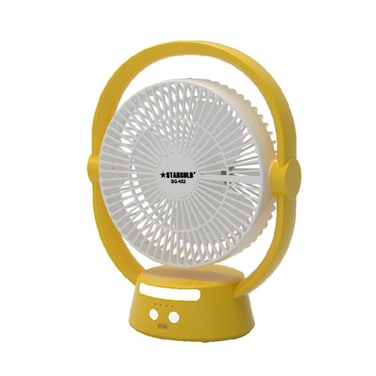 STARGOLD 8 Inch Rechargeable Fan With LED Light White AC/DC