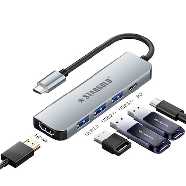 STARGOLD USB-C Hub Multiport Adapter Docking Station, Type-C to HDMI, USB 3.0, USB 2.0, PD Charging Port