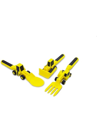 Constructive Eating Set of 3 Construction Utensils for Toddlers, Infants, babies and kids - Flatware Toys are Made with FDA Approved Materials for Safe and Fun Eating