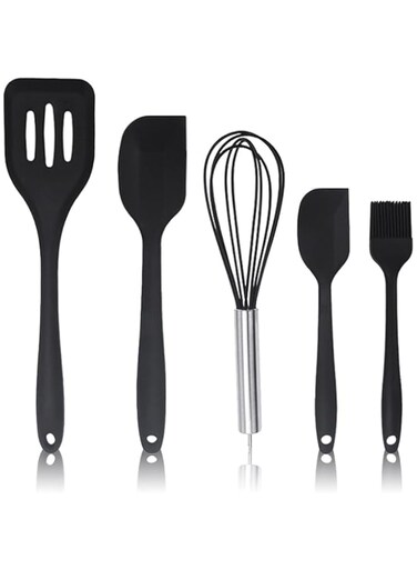 Wolii Silicone Utensil set-5 Piece Silicone Cooking Utensils-Nonstick Kitchen Utensils with Spatula,Kitchen Gadgets Cookware Sets-Great Kitchen Tool Sets