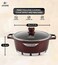 LIFE SMILE Cooking Pot   Aluminum Soup Pot With Glass Lid   100% PFOA Free, Fixed Handle   Multi Layer Non-Stick Granite Coating   oven safe &amp; Scratch Resistant (32CM (9.5 Liters), Red)