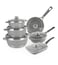 LIFE SMILE Cookware Set 12 Pieces Granite Stone - Pots and Pans set Multi Layer Granite Non Stick Coating Cookware Sets 100% PFOA FREE, Kitchenware Cooking Sets (Grey, Deep Induction Pans)