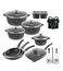 LIFE SMILE Cookware Set Granite Stone - Pots and Pans set Multi Layer Granite Non Stick Coating Cookware Sets 100% PFOA FREE, Oven Safe Cooking Sets (Black, 20 Pieces)