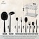 LIFE SMILE Cutlery Set, 18/10 Pure Stainless Steel Flatware Set with Stand, Rust Proof &amp; Fade Proof Dinnerware Set (SHINE BLACK, 38 Pieces)