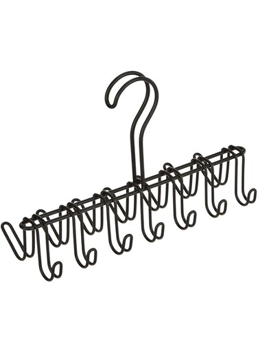 INTERDESIGN iDesign Classico Tie And Belt Hanger, Tie Rack For Wardrobe, Made Of Metal, Belt Holder Matte Black