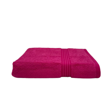 BYFT Home Essentials Bath Towel 70 x 140 Cm 550 Gsm Fuchsia Pink Horizontal Striped Dobby 100% Cotton Set of 01