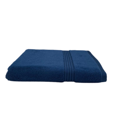 BYFT Home Essentials Bath Towel 70 x 140 Cm 550 Gsm Navy Blue Horizontal Striped Dobby 100% Cotton Set of 01