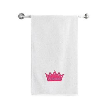 BYFT Iris Embroidered For You Bath Towel 70 x 140 Cm 600 Gsm White 100% Cotton Princess Pink Thread Set of 01