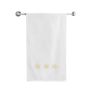 BYFT Iris Embroidered For You Bath Towel 70 x 140 Cm 600 Gsm White 100% Cotton Snowflake Gold Thread Set of 01