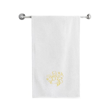 BYFT Iris Embroidered For You Bath Towel 70 x 140 Cm 600 Gsm White 100% Cotton Snowman Gold Thread Set of 01