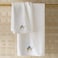 BYFT Iris Embroidered For You Hand Towel 50 x 80 Cm 600 Gsm White 100% Cotton Camel Blue-Gold Thread Set of 01