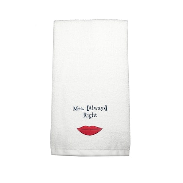 BYFT Iris Embroidered For You Hand Towel 50 x 80 Cm 600 Gsm White 100% Cotton Mrs Always Red Thread Set of 01