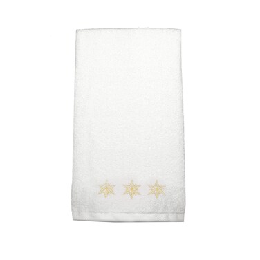 BYFT Iris Embroidered For You Hand Towel 50 x 80 Cm 600 Gsm White 100% Cotton Snowflake Gold Thread Set of 01