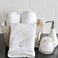 BYFT Iris Embroidered For You Hand Towel 50 x 80 Cm 600 Gsm White 100% Cotton Letter "C" Silver Thread Set of 01