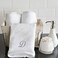 BYFT Iris Embroidered For You Hand Towel 50 x 80 Cm 600 Gsm White 100% Cotton Letter "D" Silver Thread Set of 01