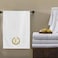 BYFT Iris Embroidered For You Bath Towel 70 x 140 Cm 600 Gsm White 100% Cotton Letter "E" Gold Thread Set of 01