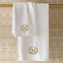 BYFT Iris Embroidered For You Bath Towel 70 x 140 Cm 600 Gsm White 100% Cotton Letter "M" Gold Thread Set of 01