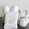 BYFT Iris Embroidered For You Hand Towel 50 x 80 Cm 600 Gsm White 100% Cotton Letter "F" Gold Thread Set of 01