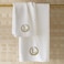 BYFT Iris Embroidered For You Hand Towel 50 x 80 Cm 600 Gsm White 100% Cotton Letter "L" Gold Thread Set of 01