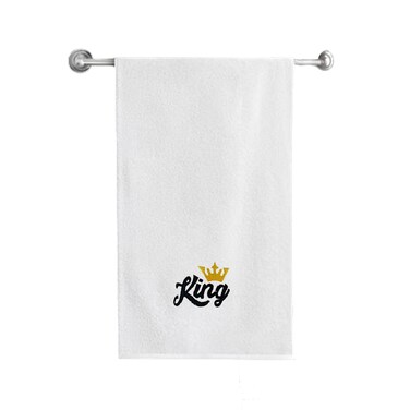 BYFT Iris Embroidered For You Bath Towel 70 x 140 Cm 600 Gsm White 100% Cotton King Black Thread Set of 01