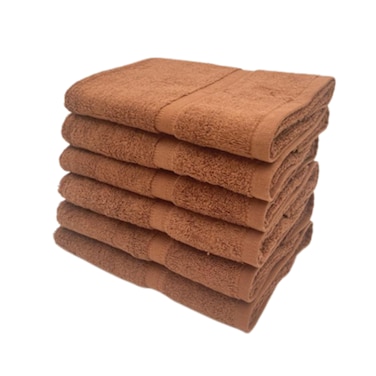 BYFT Camellia Hand Towel 50 x 100 Cm 550 Gsm Dark Brown Diagonal Dobby 100% Cotton Set of 06