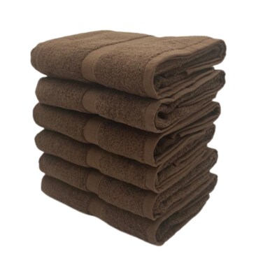BYFT Camellia Hand Towel 40 x 75 Cm 550 Gsm Dark Brown Diagonal Dobby 100% Cotton Set of 06