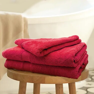 BYFT Gardenia Bath Towel 70 x 140 Cm 550 Gsm Red Diamond Dobby 100% Cotton Set of 04