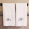 BYFT Iris Embroidered For You Bath Towel 70 x 140 Cm 600 Gsm White 100% Cotton Mrs. &amp; Mr. Black Thread Set of 02