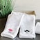 BYFT Iris Embroidered For You Hand Towel 50 x 80 Cm 600 Gsm White 100% Cotton Her Lips &amp; His Mustache Black-Pink Thread Set of 02