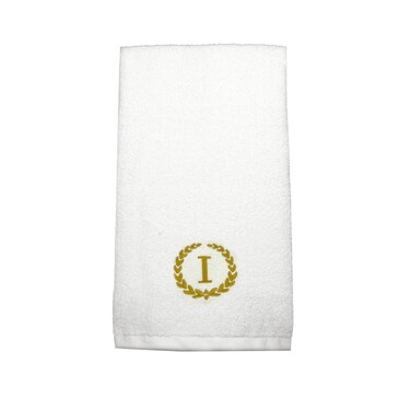 BYFT Iris Embroidered For You Hand Towel 50 x 80 Cm 600 Gsm White 100% Cotton Letter "I" Gold Thread Set of 01