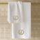 BYFT Iris Embroidered For You Hand Towel 50 x 80 Cm 600 Gsm White 100% Cotton Letter "J" Gold Thread Set of 01