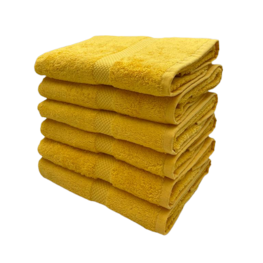 BYFT Gardenia Hand Towel 50 x 100 Cm 550 Gsm Yellow Diamond Dobby 100% Cotton Set of 06