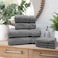BYFT Home Essentials Face Towel 30 x 30 Cm Hand Towel 40 x 70 Cm Bath Towel 70 x 140 Cm 550 Gsm Charcoal Horizontal Striped Dobby 100% Cotton Set of 03