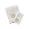 BYFT Iris Embroidered For You Hand Towel 50 x 80 Cm Bath Towel 70 x 140 Cm 600 Gsm White 100% Cotton Letter "A" Gold Thread Set of 02