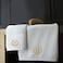 BYFT Iris Embroidered For You Hand Towel 50 x 80 Cm Bath Towel 70 x 140 Cm 600 Gsm White 100% Cotton Letter "H" Gold Thread Set of 02