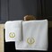 BYFT Iris Embroidered For You Hand Towel 50 x 80 Cm Bath Towel 70 x 140 Cm 600 Gsm White 100% Cotton Letter "I" Gold Thread Set of 02