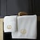 BYFT Iris Embroidered For You Hand Towel 50 x 80 Cm Bath Towel 70 x 140 Cm 600 Gsm White 100% Cotton Letter "J" Gold Thread Set of 02