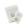 BYFT Iris Embroidered For You Hand Towel 50 x 80 Cm Bath Towel 70 x 140 Cm 600 Gsm White 100% Cotton Letter "L" Gold Thread Set of 02