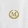 BYFT Iris Embroidered For You Hand Towel 50 x 80 Cm Bath Towel 70 x 140 Cm 600 Gsm White 100% Cotton Letter "M" Gold Thread Set of 02