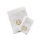 BYFT Iris Embroidered For You Hand Towel 50 x 80 Cm Bath Towel 70 x 140 Cm 600 Gsm White 100% Cotton Letter "Q" Gold Thread Set of 02