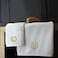 BYFT Iris Embroidered For You Hand Towel 50 x 80 Cm Bath Towel 70 x 140 Cm 600 Gsm White 100% Cotton Letter "U" Gold Thread Set of 02