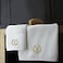 BYFT Iris Embroidered For You Hand Towel 50 x 80 Cm Bath Towel 70 x 140 Cm 600 Gsm White 100% Cotton Letter "Y" Gold Thread Set of 02