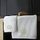 BYFT Iris Embroidered For You Hand Towel 50 x 80 Cm Bath Towel 70 x 140 Cm 600 Gsm White 100% Cotton Letter "Z" Gold Thread Set of 02