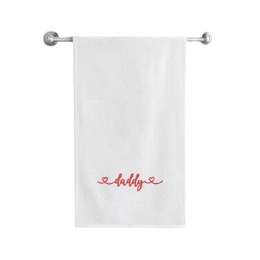 BYFT Iris Embroidered For You Bath Towel 70 x 140 Cm 600 Gsm White 100% Cotton Daddy Red Thread Set of 01