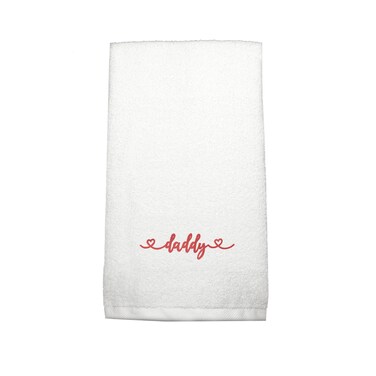 BYFT Iris Embroidered For You Hand Towel 50 x 80 Cm 600 Gsm White 100% Cotton Daddy Red Thread Set of 01