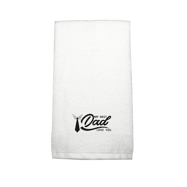 BYFT Iris Embroidered For You Hand Towel 50 x 80 Cm 600 Gsm White 100% Cotton My Best Dad Love You Black - Grey Thread Set of 01
