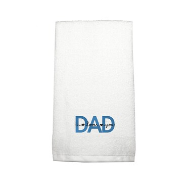BYFT Iris Embroidered For You Hand Towel 50 x 80 Cm 600 Gsm White 100% Cotton Dad I Love You Black - Blue Thread Set of 01