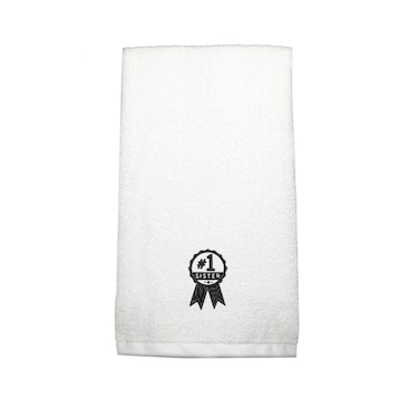 BYFT Iris Embroidered For You Hand Towel 50 x 80 Cm 600 Gsm White 100% Cotton #No.1 Sister Black Thread Set of 01