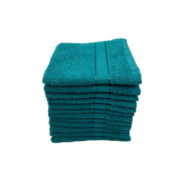 BYFT Daffodil Face Towel 30 x 30 Cm 500 Gsm Turquoise Blue Stripe Diamond Dobby 100% Cotton Set of 12