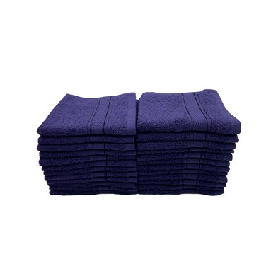 BYFT Daffodil Face Towel 30 x 30 Cm 500 Gsm Navy Blue Stripe Diamond Dobby 100% Cotton Set of 24